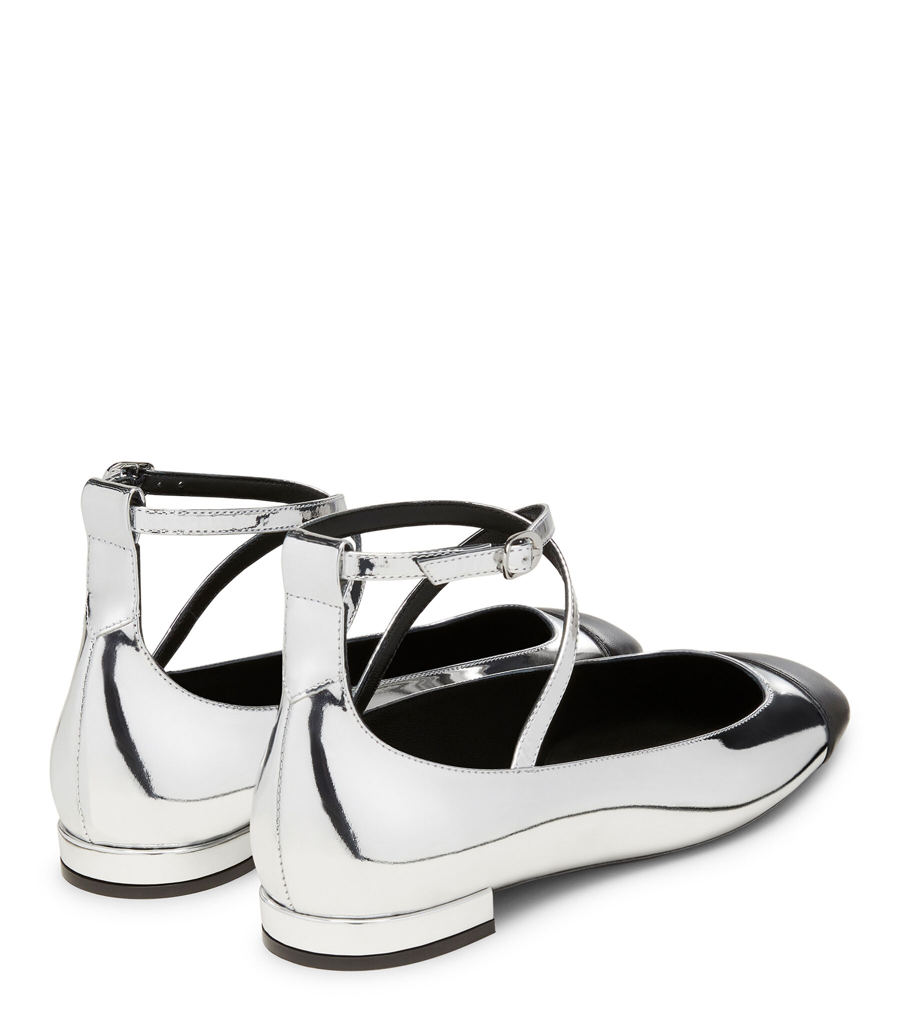 EDEN STRAP FLAT in SILVER BLACK for Women Stuart Weitzman