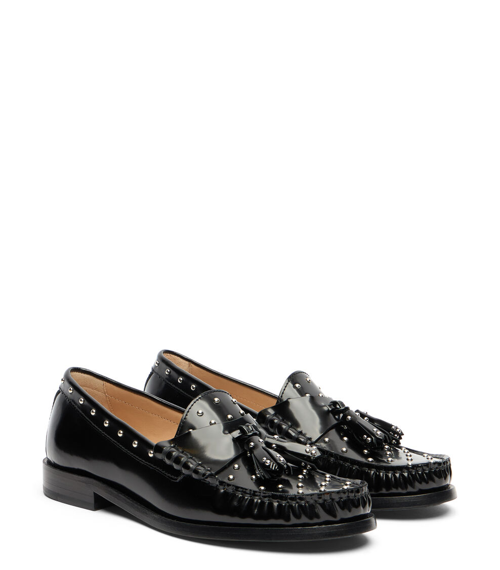 Stuart Weitzman LOTTIE SOSTUD TASSEL LOAFER BLACK SL495APSBLK