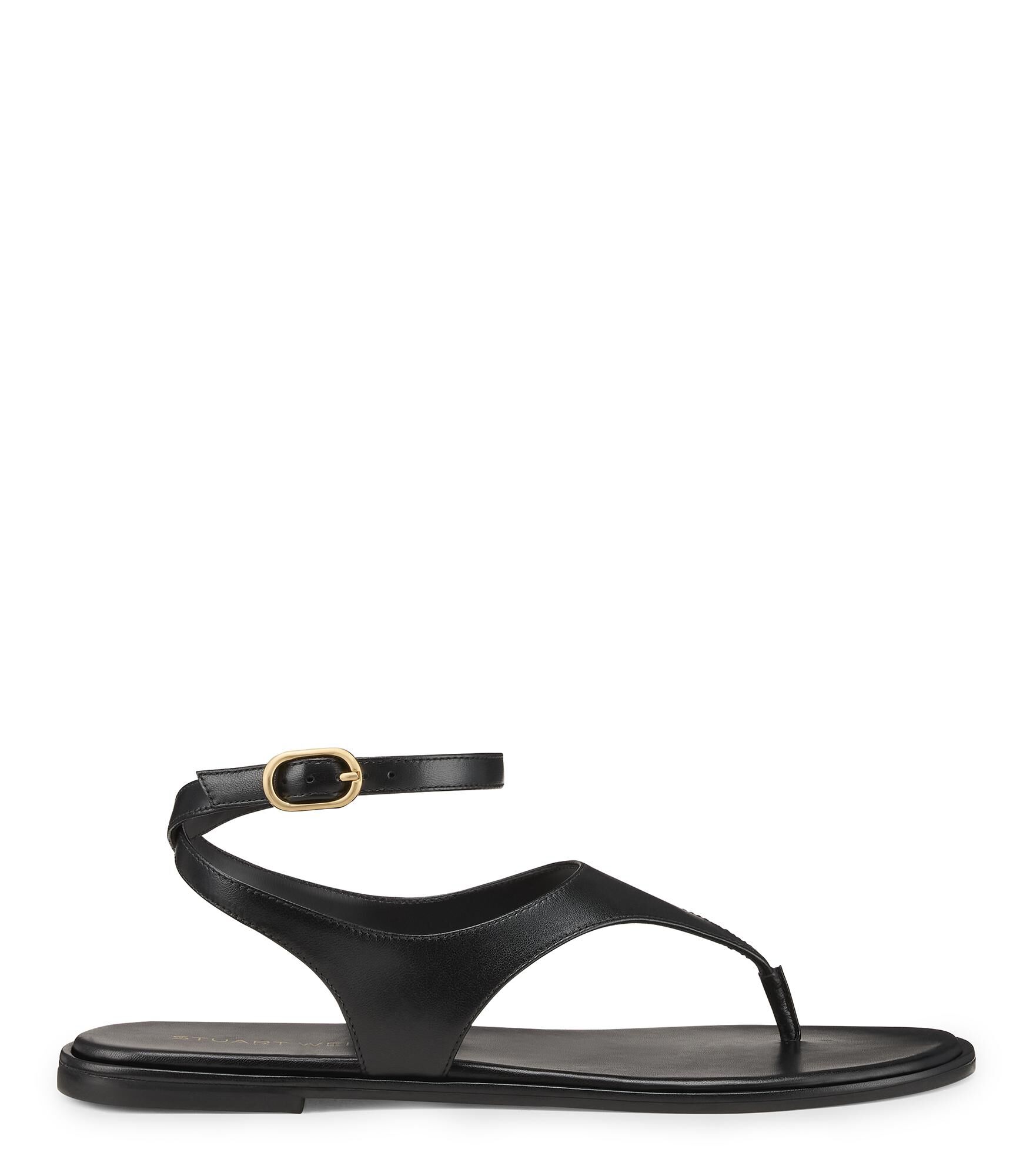 Stuart Weitzman, MARLEY SANDAL, SANDALS, BLACK, LACQUERED NAPPA