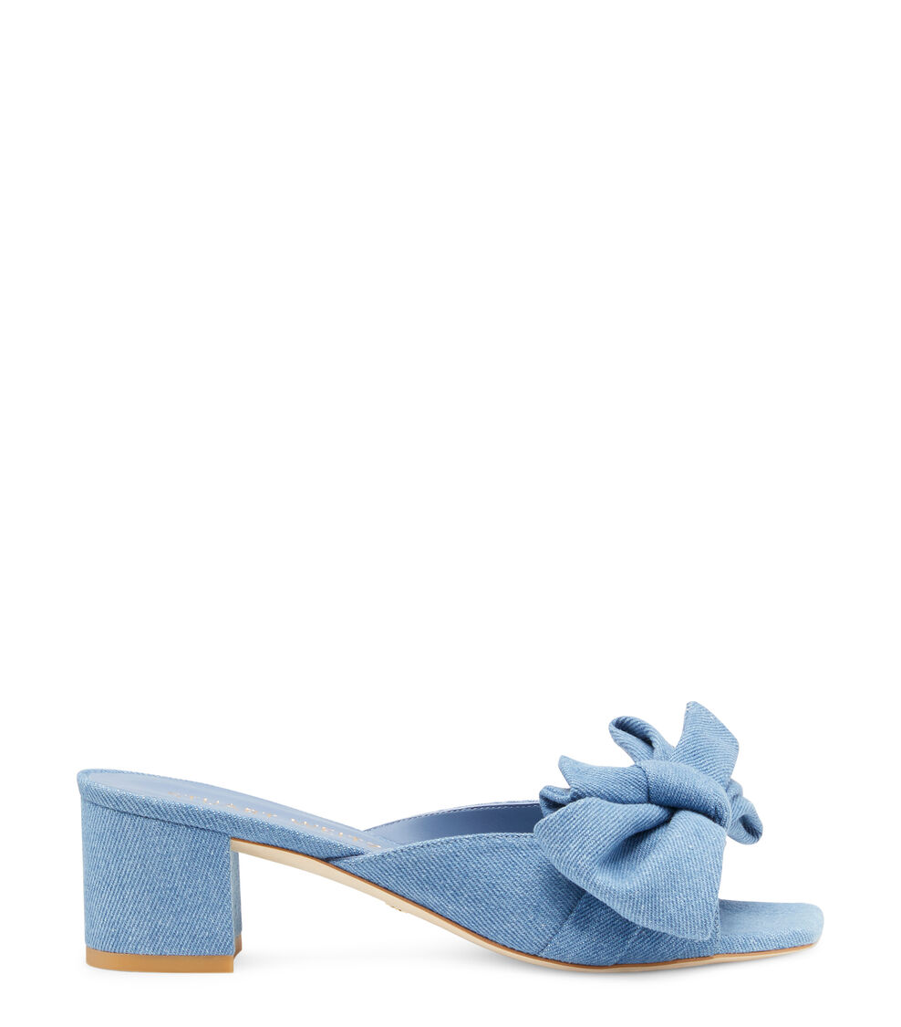 Stuart Weitzman LOVEKNOT 50 BLOCK SLIDE BLU EFFETTO D&Eacute;LAV&Eacute; SE059VDMS9N