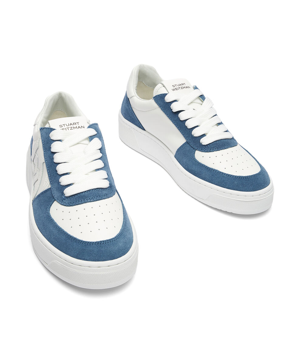 Stuart Weitzman SW COURTSIDE MONOGRAM SNEAKER WHITE/BLUE STEEL SH308CADWPI