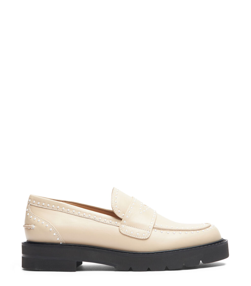 Stuart Weitzman PARKER LIFT MINI PEARL LOAFER DÜNE SF409SMODUN