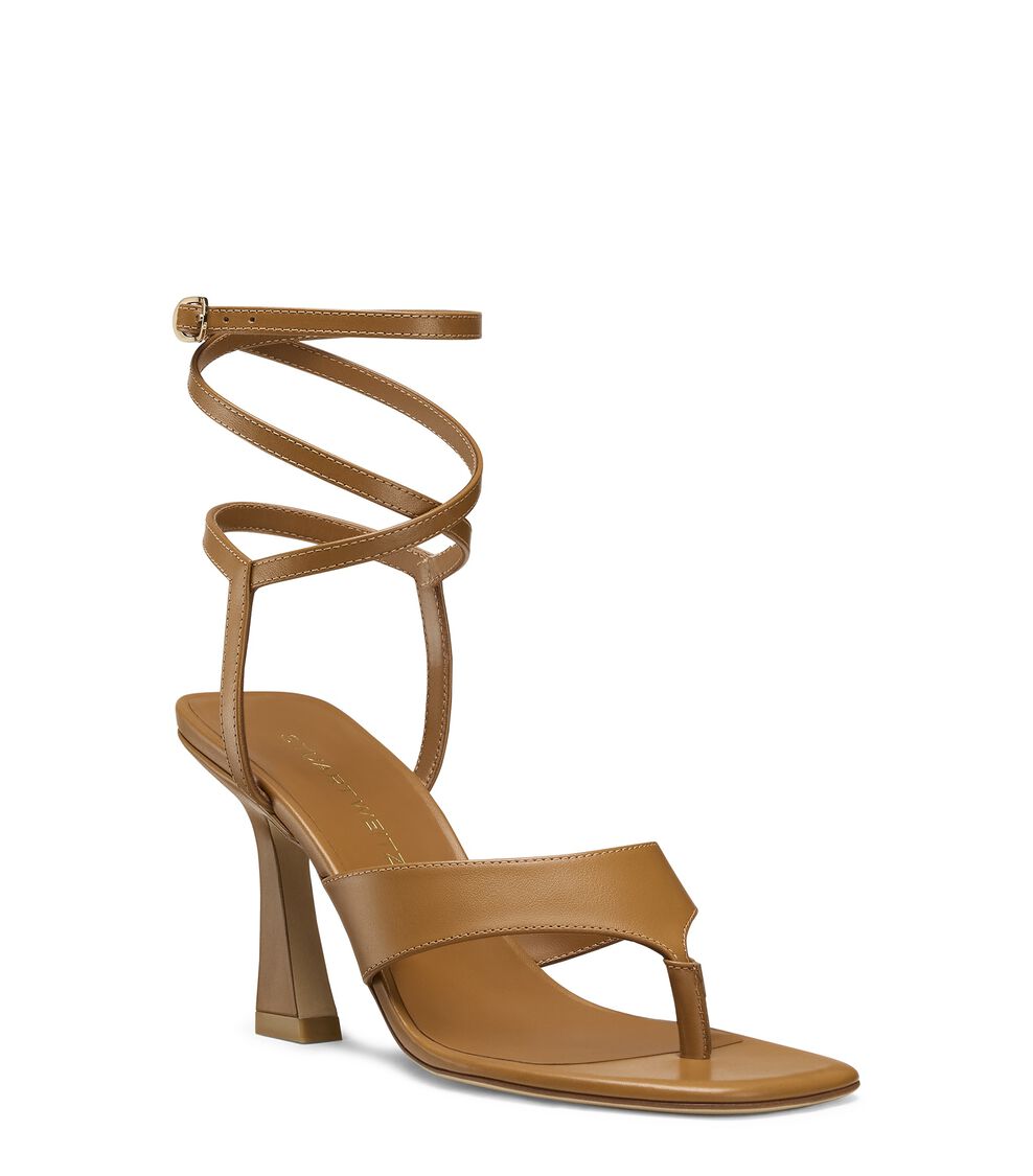 Stuart Weitzman VINNIE WRAP THONG 85 BOHO TAN SN738SMOYVY