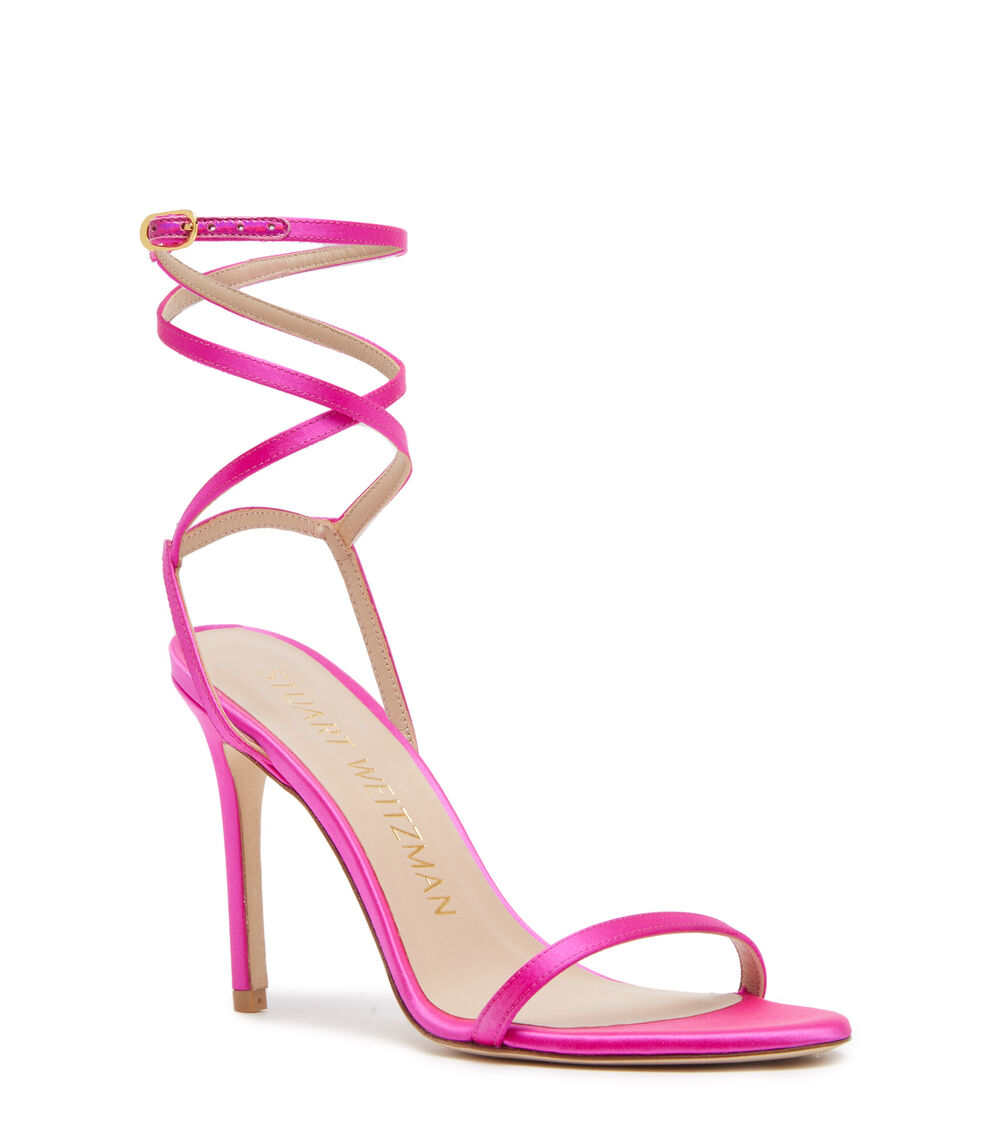Stuart Weitzman BARELYNUDE 100 WRAP SANDAL FLAMINGO SC587SANCL6