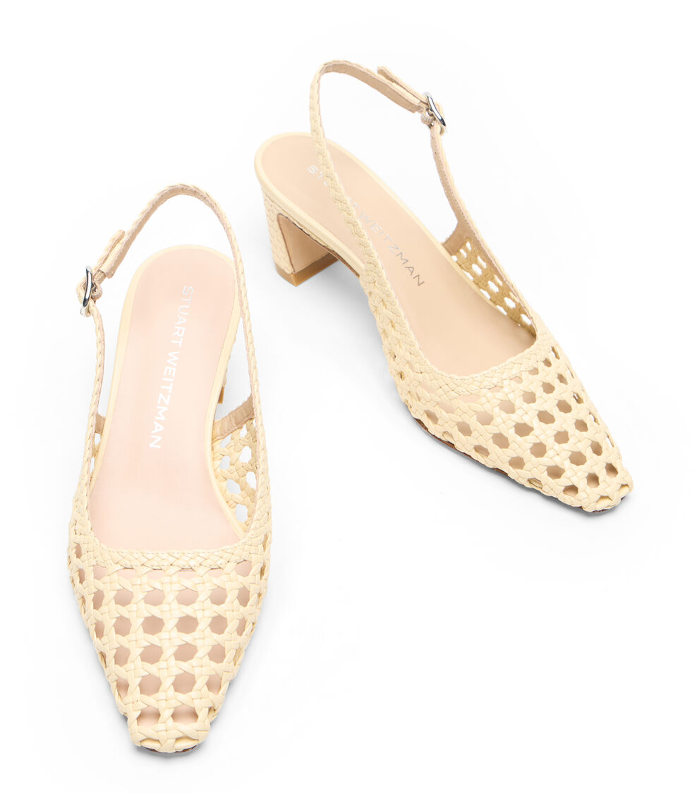 Stuart Weitzman STASSI WOVEN SLINGBACK 50 STRAW SN778FIKSTR