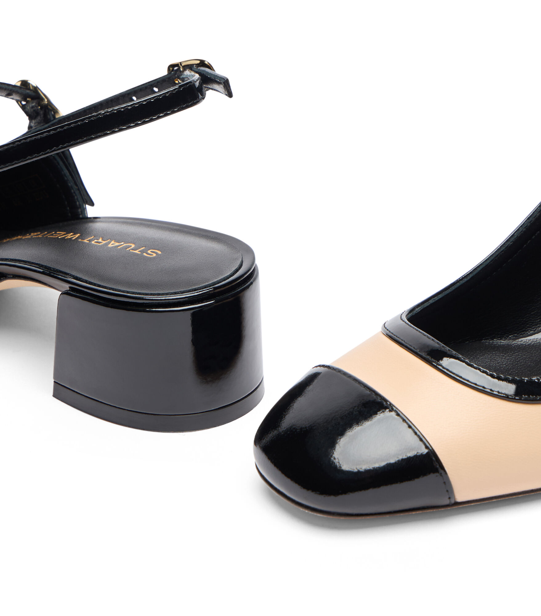 ローファー・オックスフォード Stuart Weitzman SL037LCD Closed Maeve Mary Jane slingback MAEVE MARY JANE SLINGBACK in BARELY BEIGE/BLACK for Women