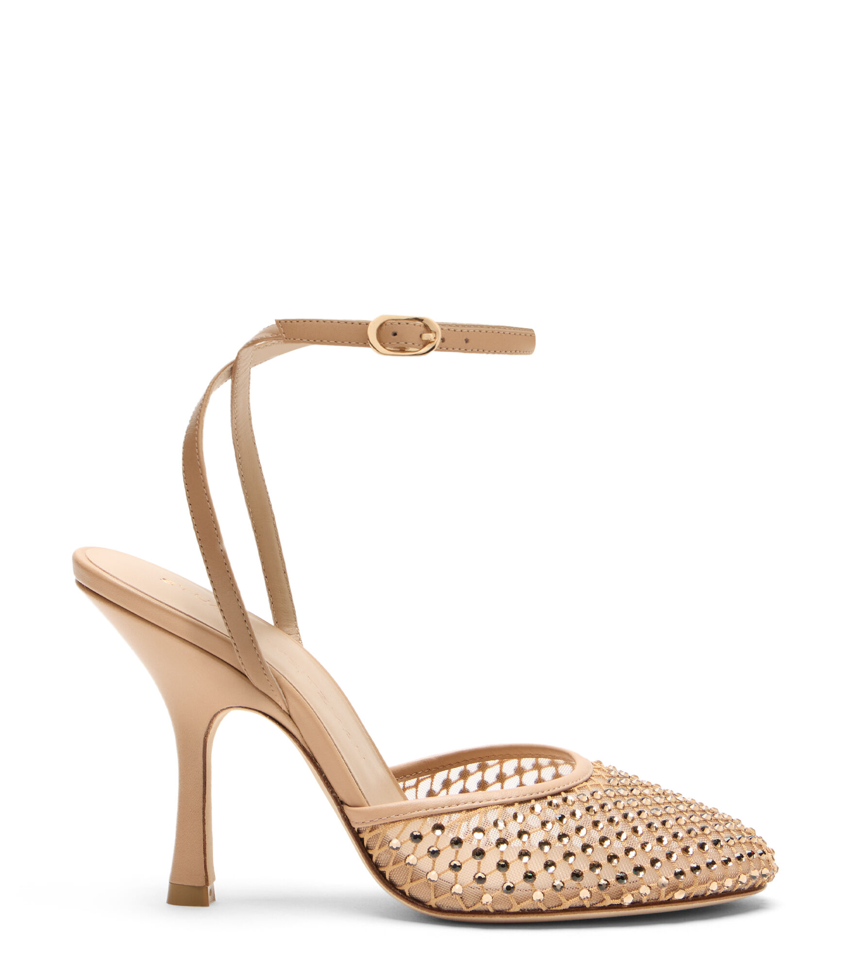 Stuart Weitzman, BAREITALL SHINE PUMP 100, PUMPS, ADOBE, CRYSTAL MESH/LACQUERED NAPPA