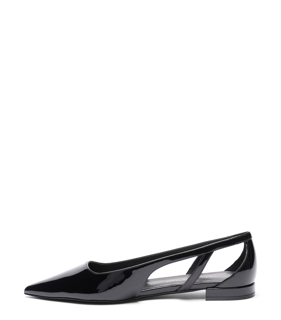 Stuart Weitzman STUART POWER CUTOUT FLAT BLACK SM479PATBLK