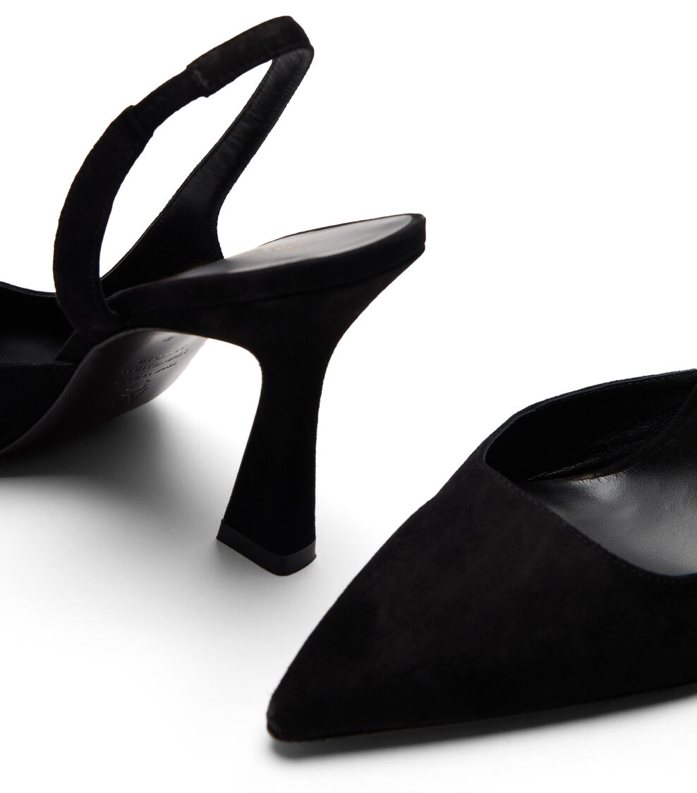 Stuart Weitzman VINNIE 85 DORSAY SLINGBACK BLACK SM363SUEBLK