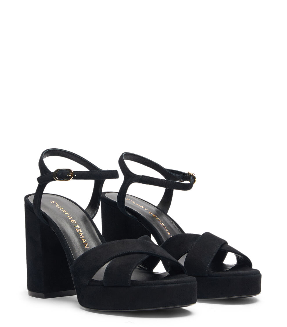 Stuart Weitzman DAYNA PLATFORM SANDAL BLACK SI774SUEBLK