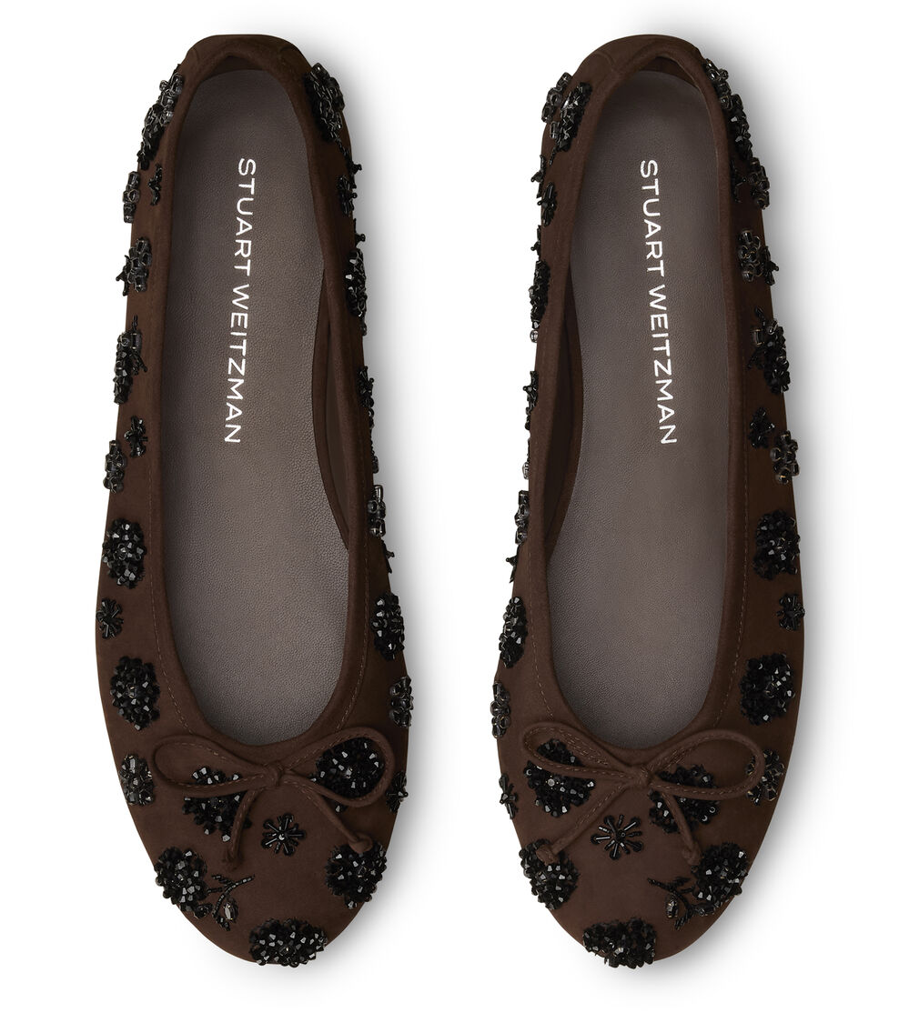 Stuart Weitzman PRIMA BOW BALLET WALNUT/BLACK SM419JSIEEW