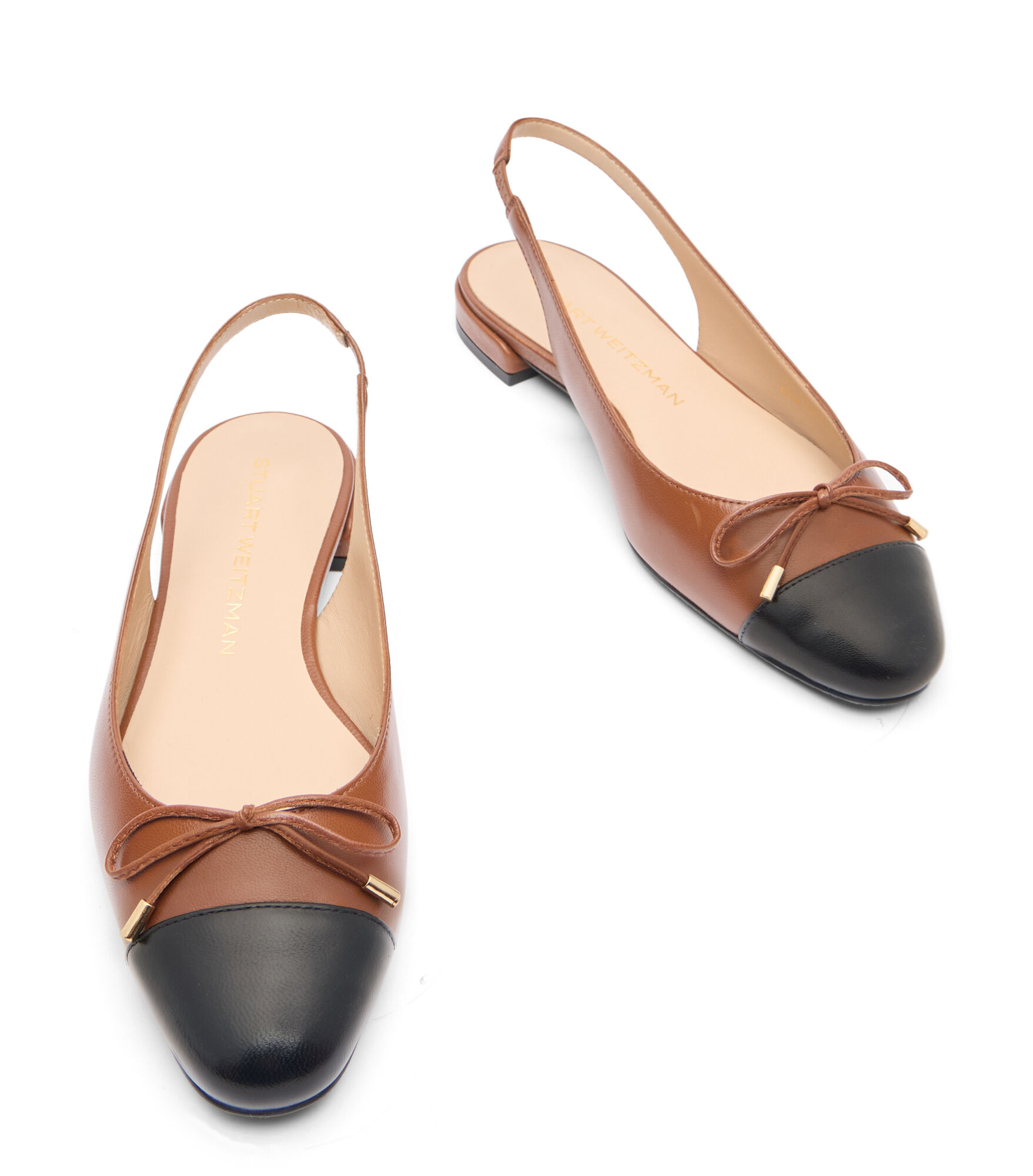 サンダル・ミュール Stuart Weitzman SS25 SLEEK BOW SLINGBACK FLAT (SJ593 XDO) SLEEK BOW SLINGBACK FLAT in BRIDLE BROWN/BLACK for Women