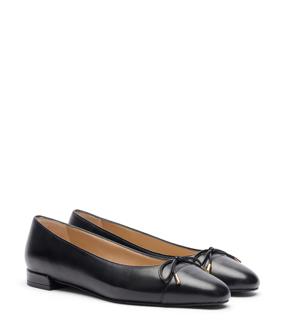 Stuart Weitzman SLEEK BOW FLAT BLACK SJ598DRQBLK