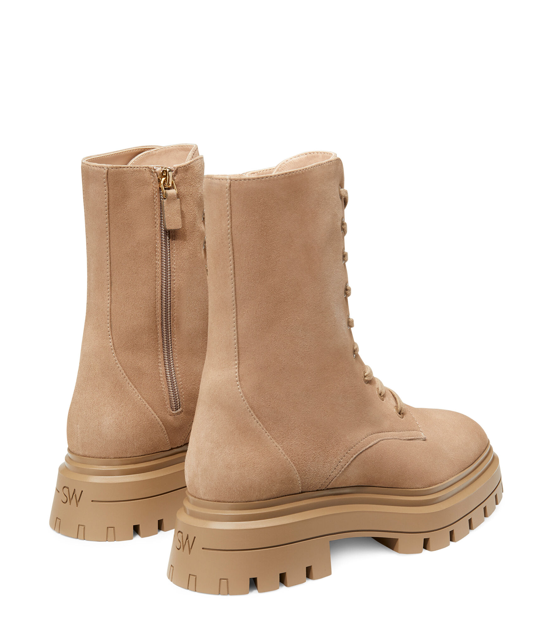 BEDFORD SLEEK LACE UP BOOTIE in CASHMERE for Women Stuart Weitzman