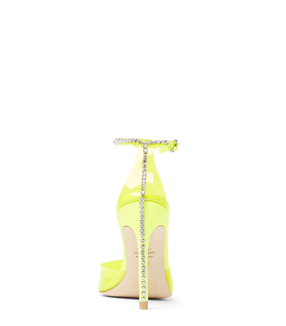 Stuart Weitzman STUART GLAM 100 STRAP PUMP NEON YELLOW SC001FUPUKN