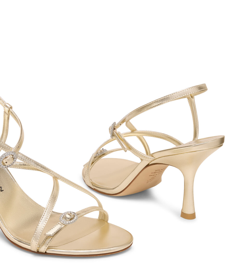 Stuart Weitzman KENSINGTON STRAPPY SANDAL 85 LIGHT GOLD SN108LIDLIO