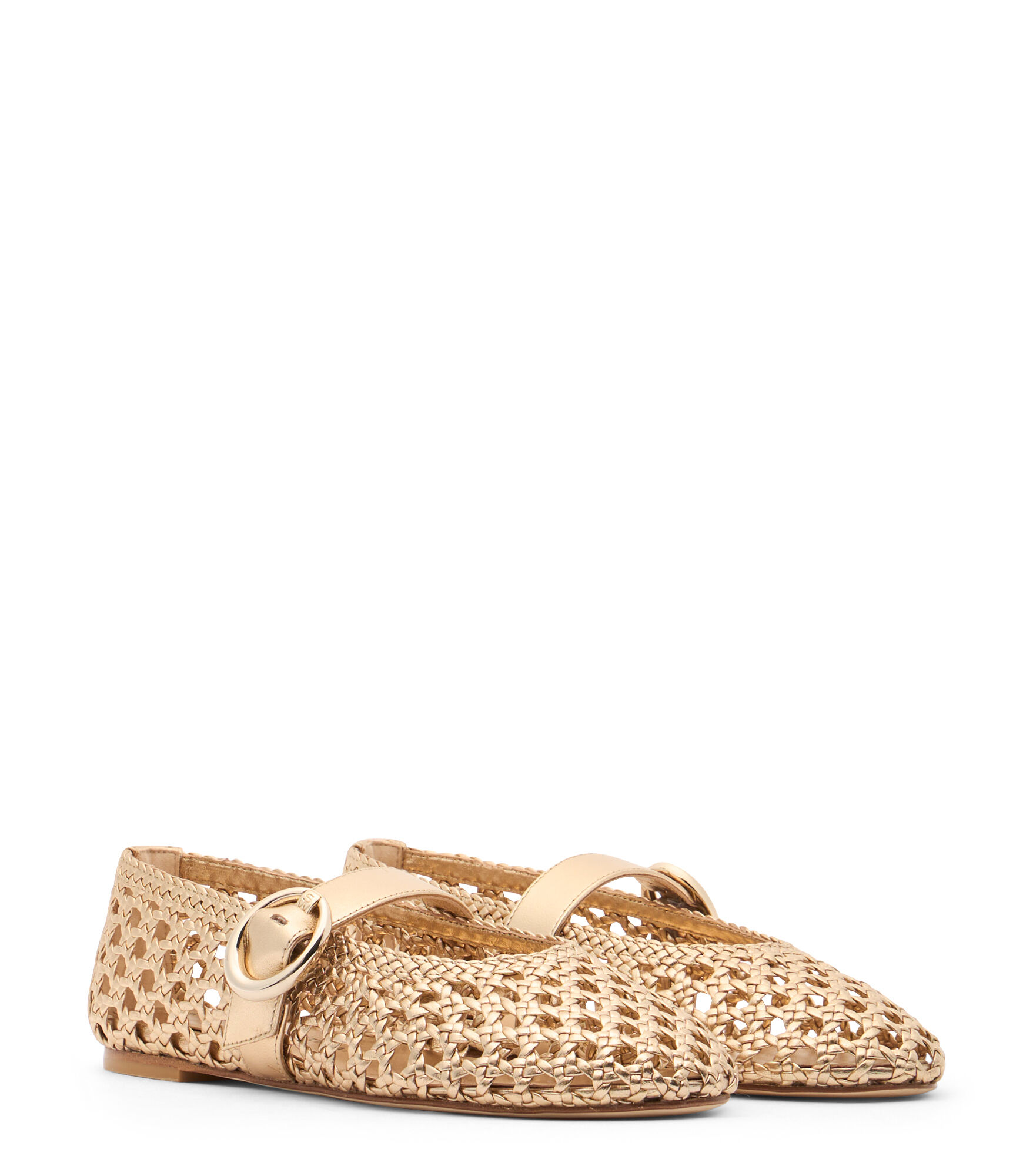 フラットシューズ Stuart Weitzman SS25 THEA MARYJANE BALLERINA (SK782MEW GOE) Stuart Weitzman Thea Woven Leather Mary Jane Ballerina Flats