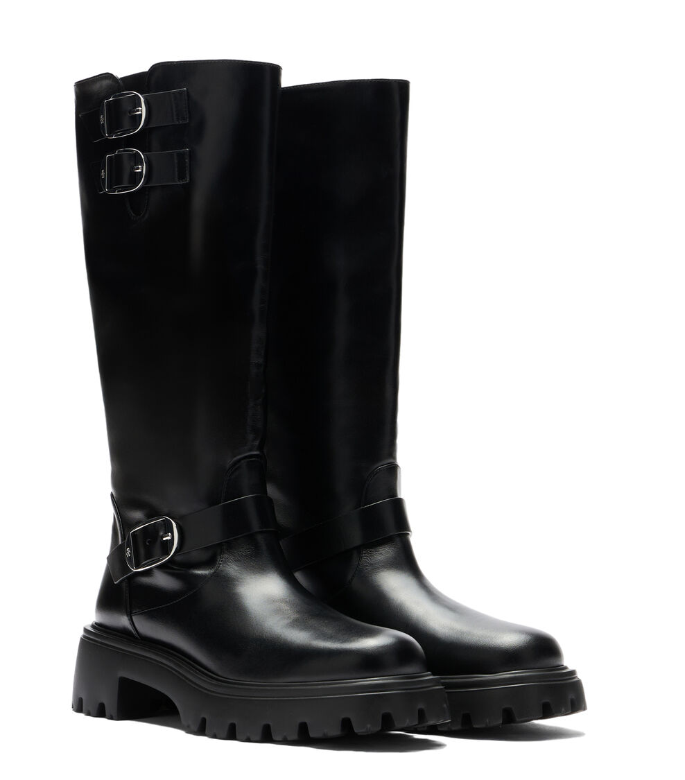 Stuart Weitzman EMERSON MOTO BOOT SCHWARZ SJ346SMOBLK