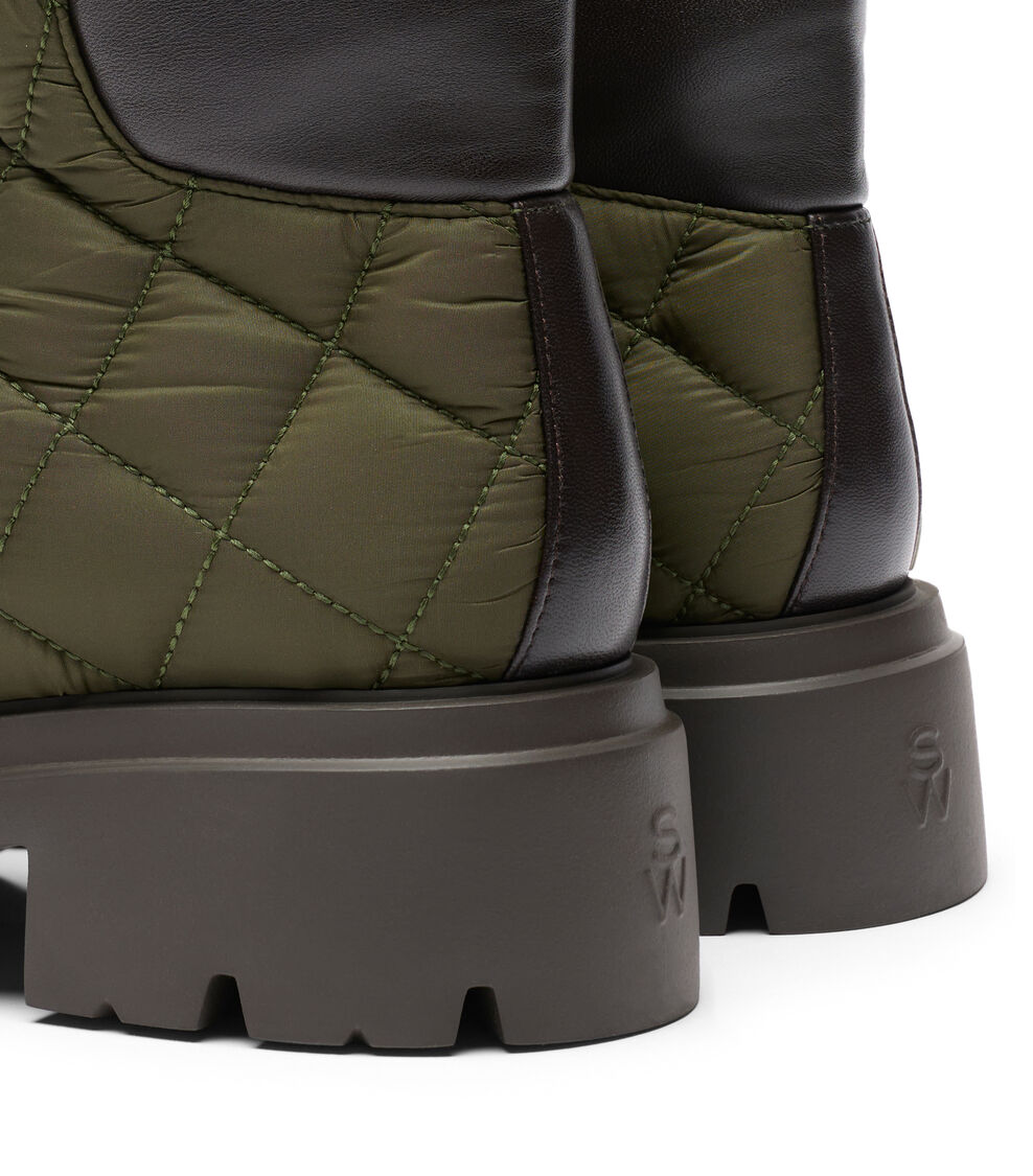 Stuart Weitzman HUDSON QUILTED HIKER BOOTIE OLIVE/EBONY SN082QUOYQN