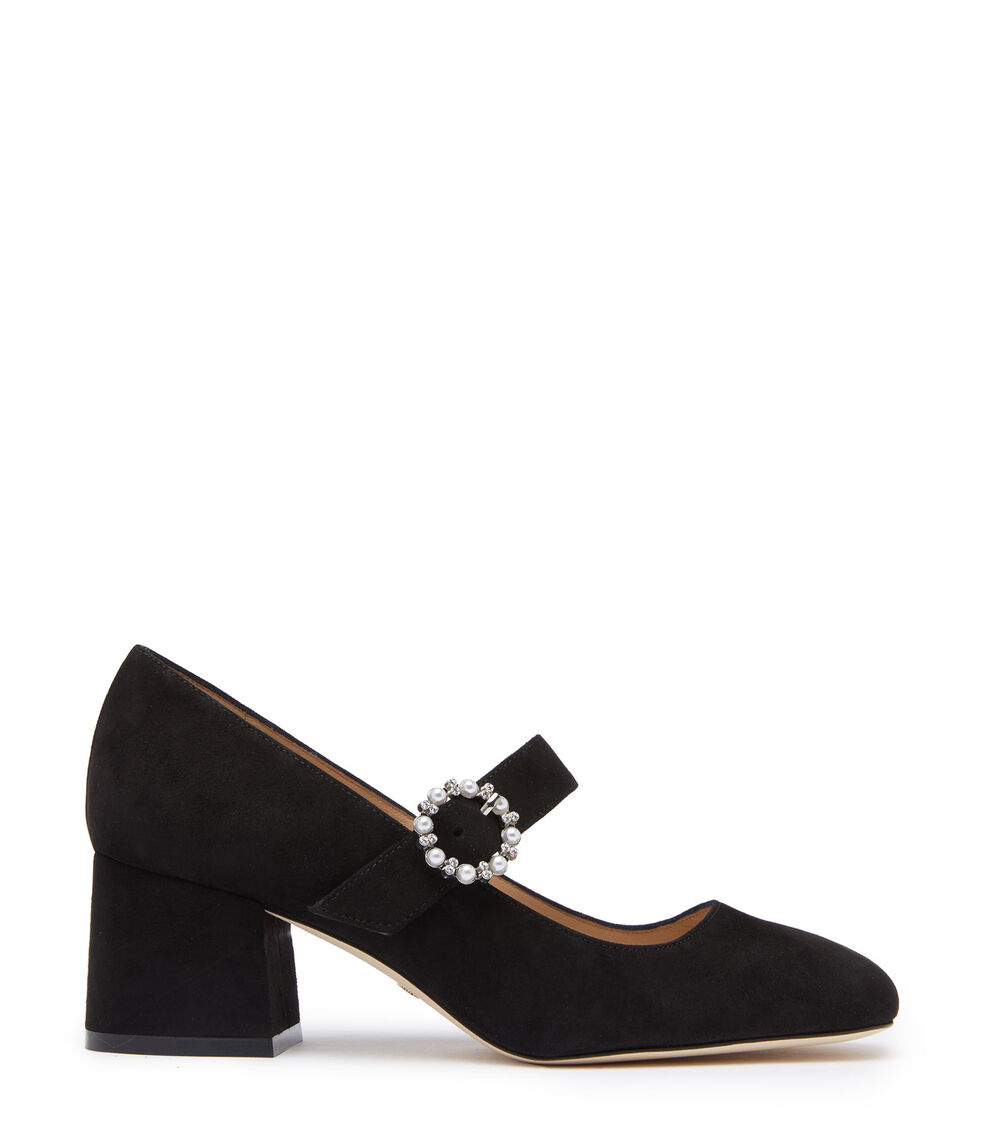 Stuart Weitzman STUART PEARL BUCKLE 60 PUMP SCHWARZ SB930SUEBLK