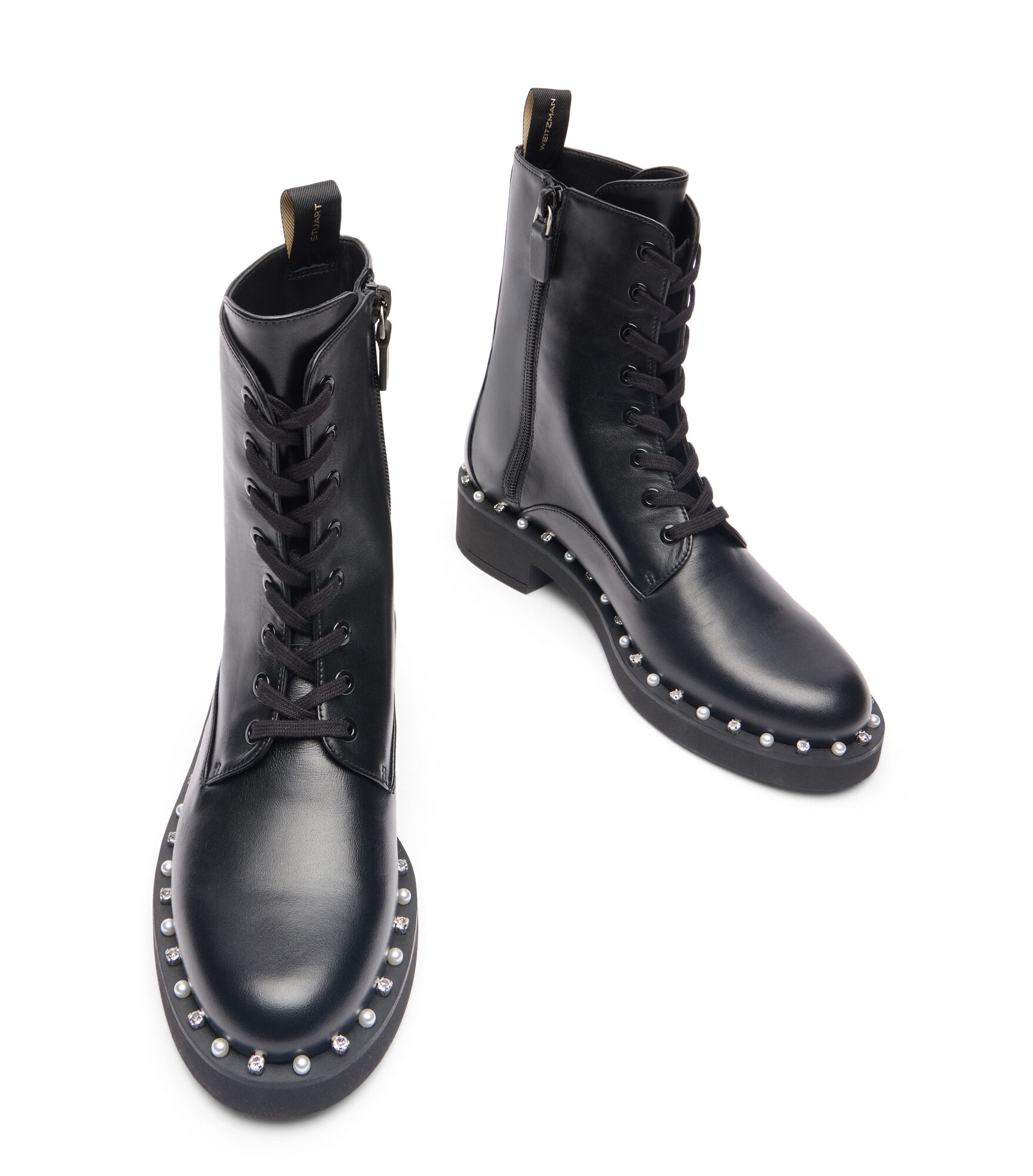 REVERIE LACE-UP BOOTIE in BLACK for Women | Stuart Weitzman®