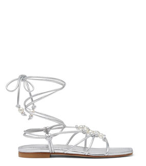 Stuart Weitzman PEARL KNOT LACE-UP SANDAL SILVER SA634LIDSLV