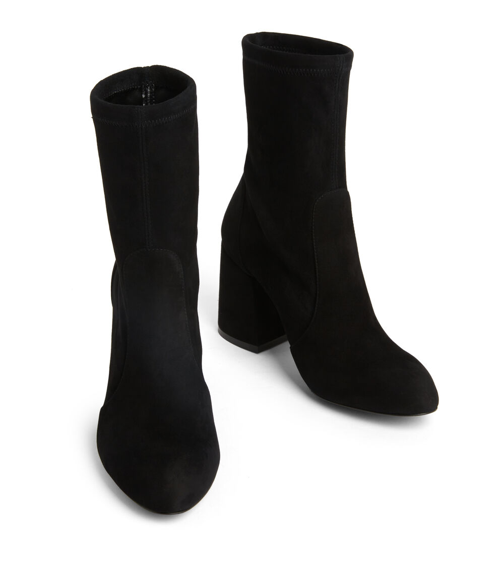 Stuart Weitzman FLAREBLOCK 85 STRETCH BOOTIE BLACK SF414SUSBLK