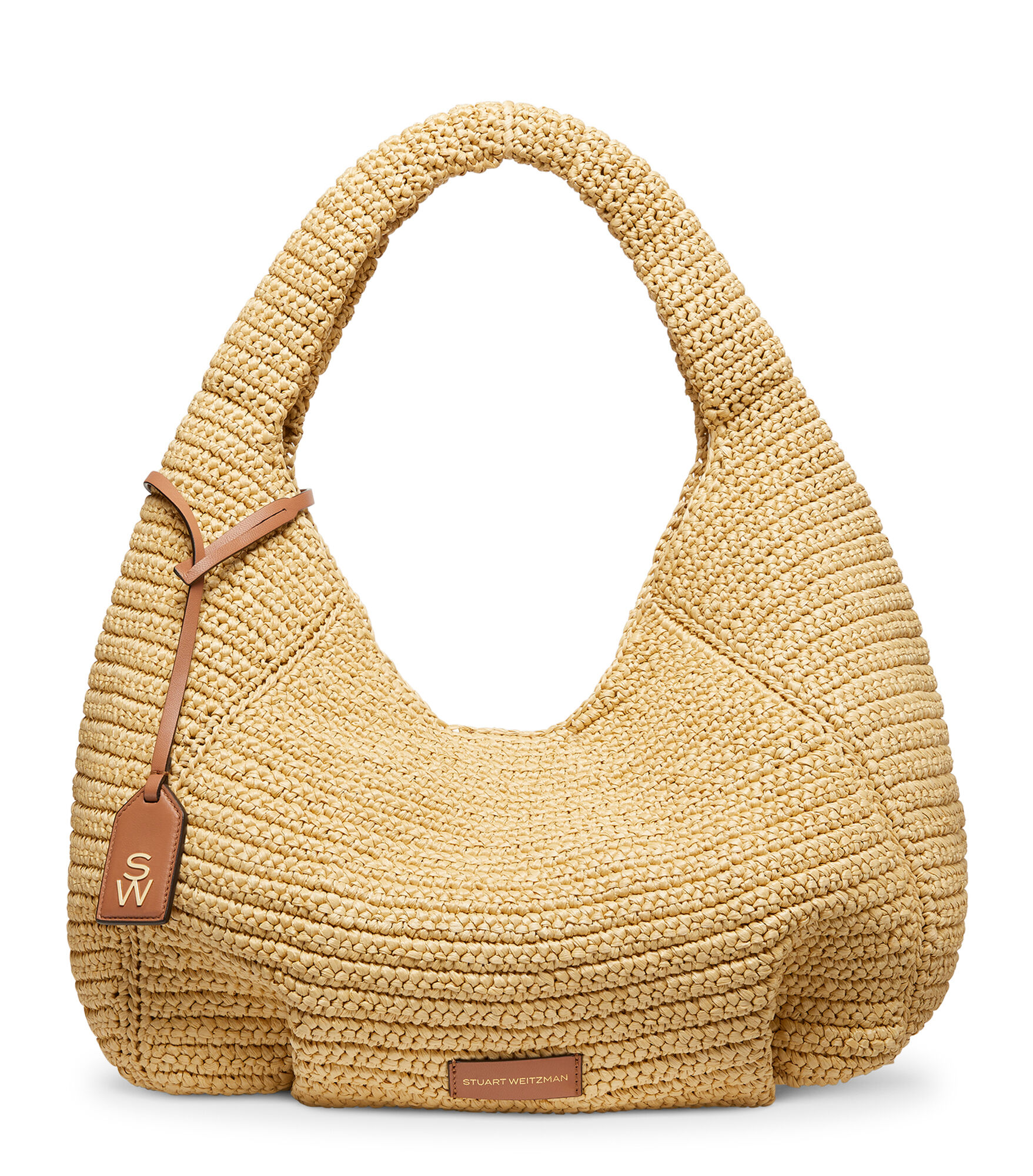 Shop Stuart Weitzman , The Moda Hobo Bag, Bags, Natural, Handwoven Raffia/sw Logo Web