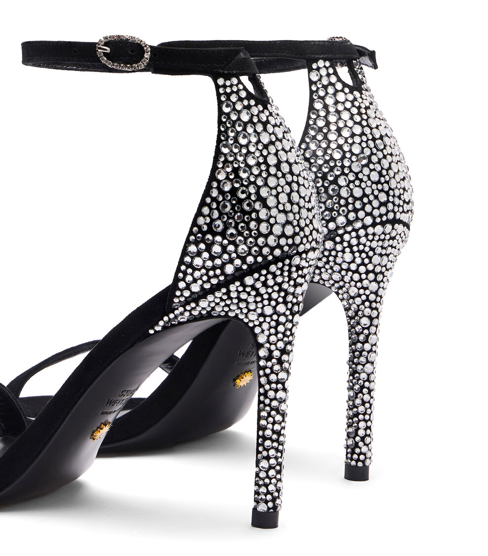 Stuart Weitzman NUDISTCURVE ROYALE 100 SANDAL BLACK/CLEAR SG936SUYBCL