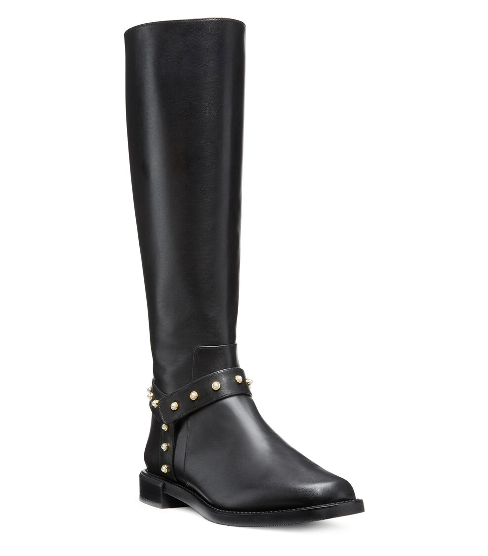 Stuart Weitzman PEARL MOTO BOOT BLACK SB870SMOBLK