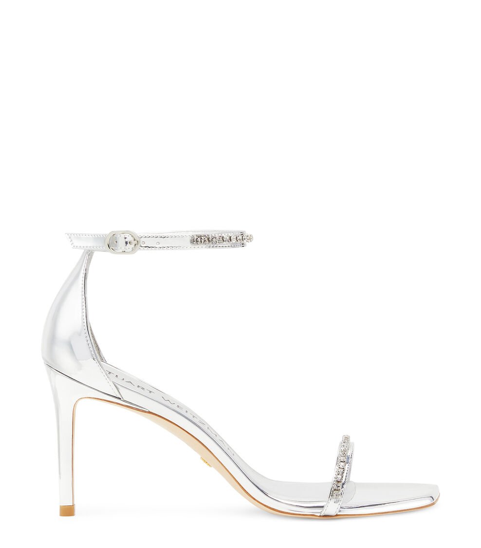 Stuart Weitzman NUDISTCURVE GLAM II 85 SANDAL ARGENT SE108SLLQ1E