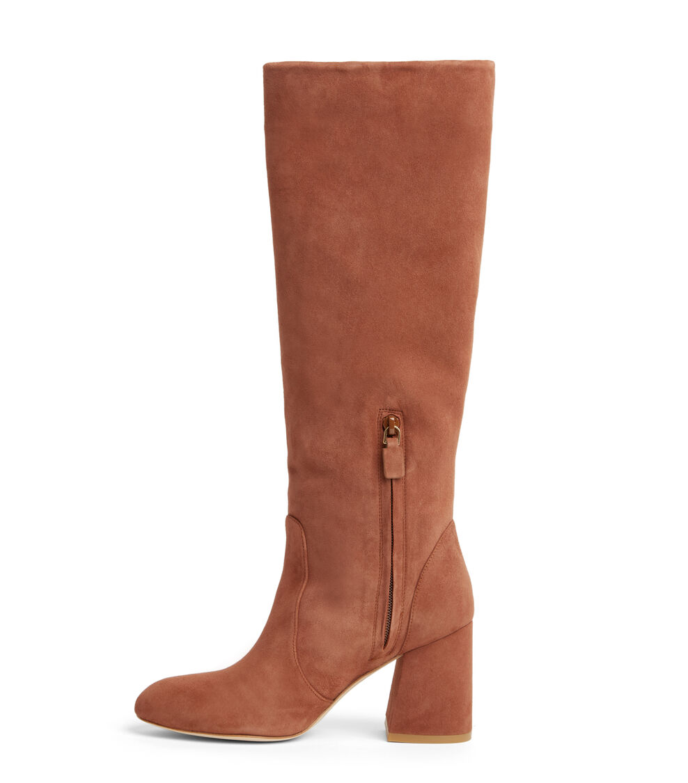 Stuart Weitzman FLAREBLOCK 85 SLOUCH BOOT CAPPUCCINO SF416SUECAP