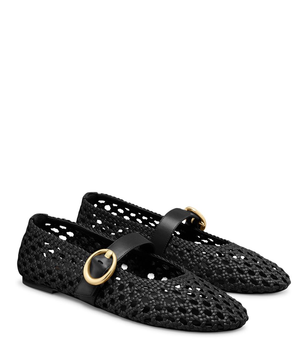 Stuart Weitzman THEA MARY JANE BLACK SK781WOVBLK