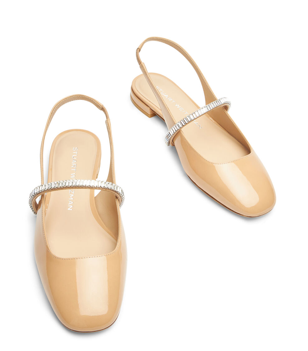 Stuart Weitzman STEFANIE SLINGBACK FLAT ADOBE/CLEAR SI438PAYU2A
