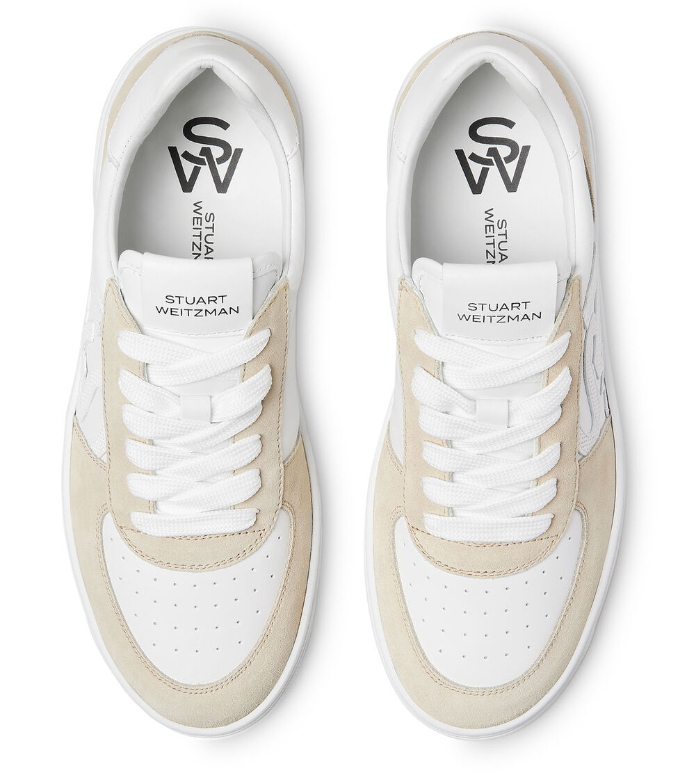Stuart Weitzman SW COURTSIDE MONOGRAM SNEAKER WHITE/LIGHT BEIGE SH308CADWOT