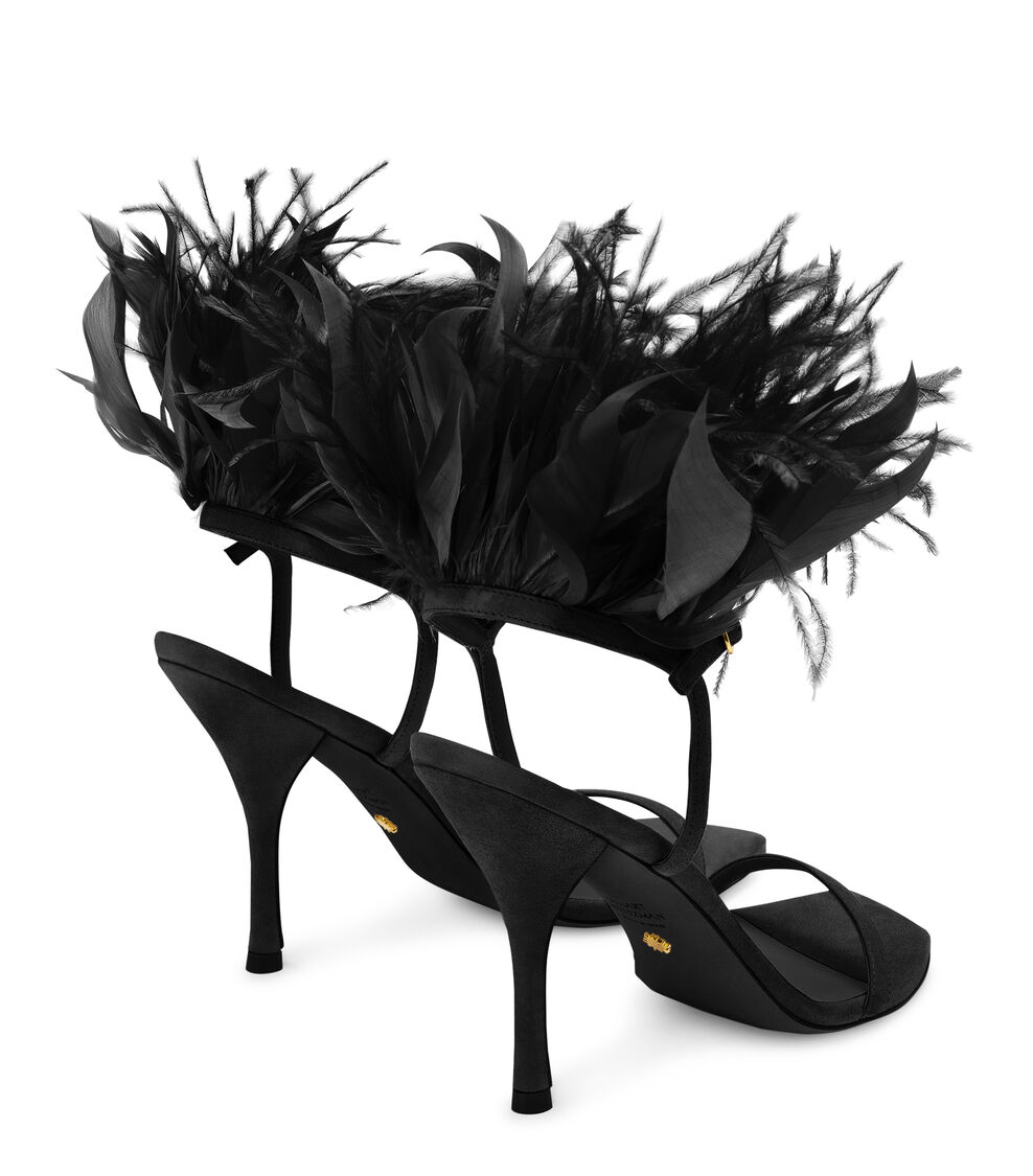 Stuart Weitzman PLUME 100 SANDAL BLACK SD582RFSBLK