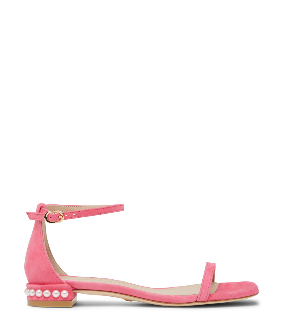 Stuart Weitzman NUDISTCURVE PEARL FLAT SANDAL HOT PINK SD319SUEHOT