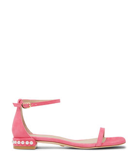 Stuart Weitzman NUDISTCURVE PEARL FLAT SANDAL HOT PINK SD319SUEHOT