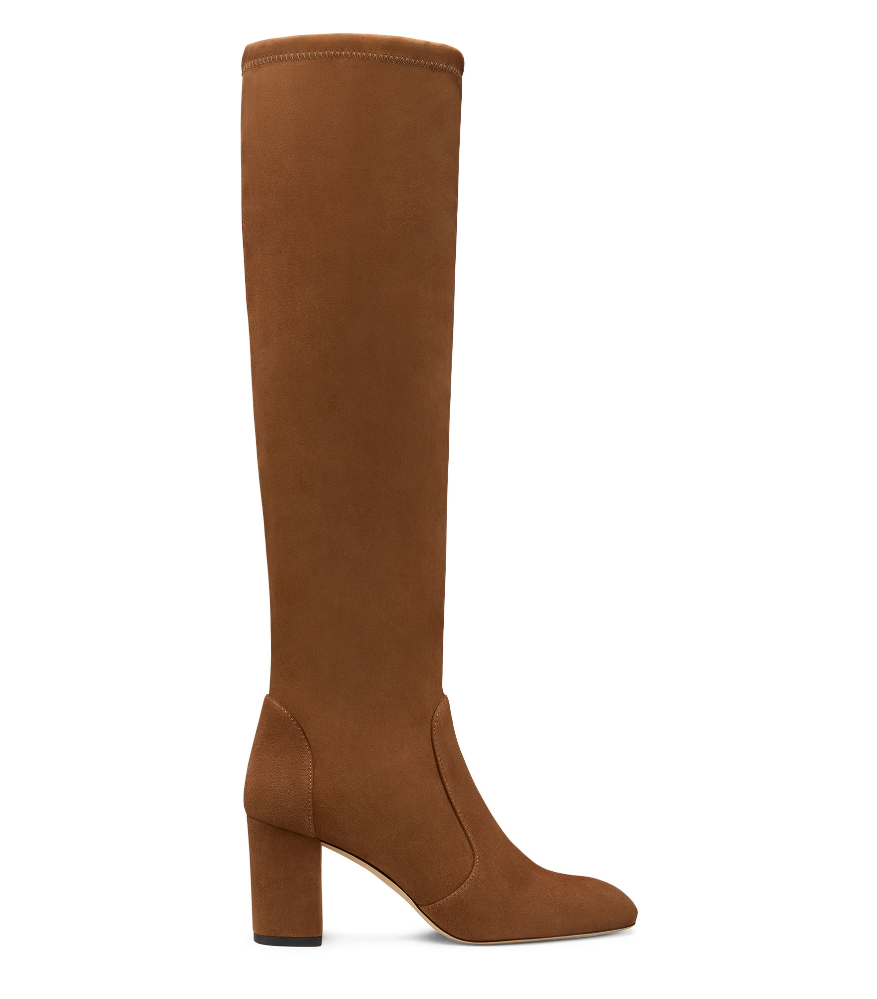 Stuart Weitzman, LUCIE BOOT 75, BOOTS AND BOOTIES, TOASTED ALMOND, SUEDE STRETCH