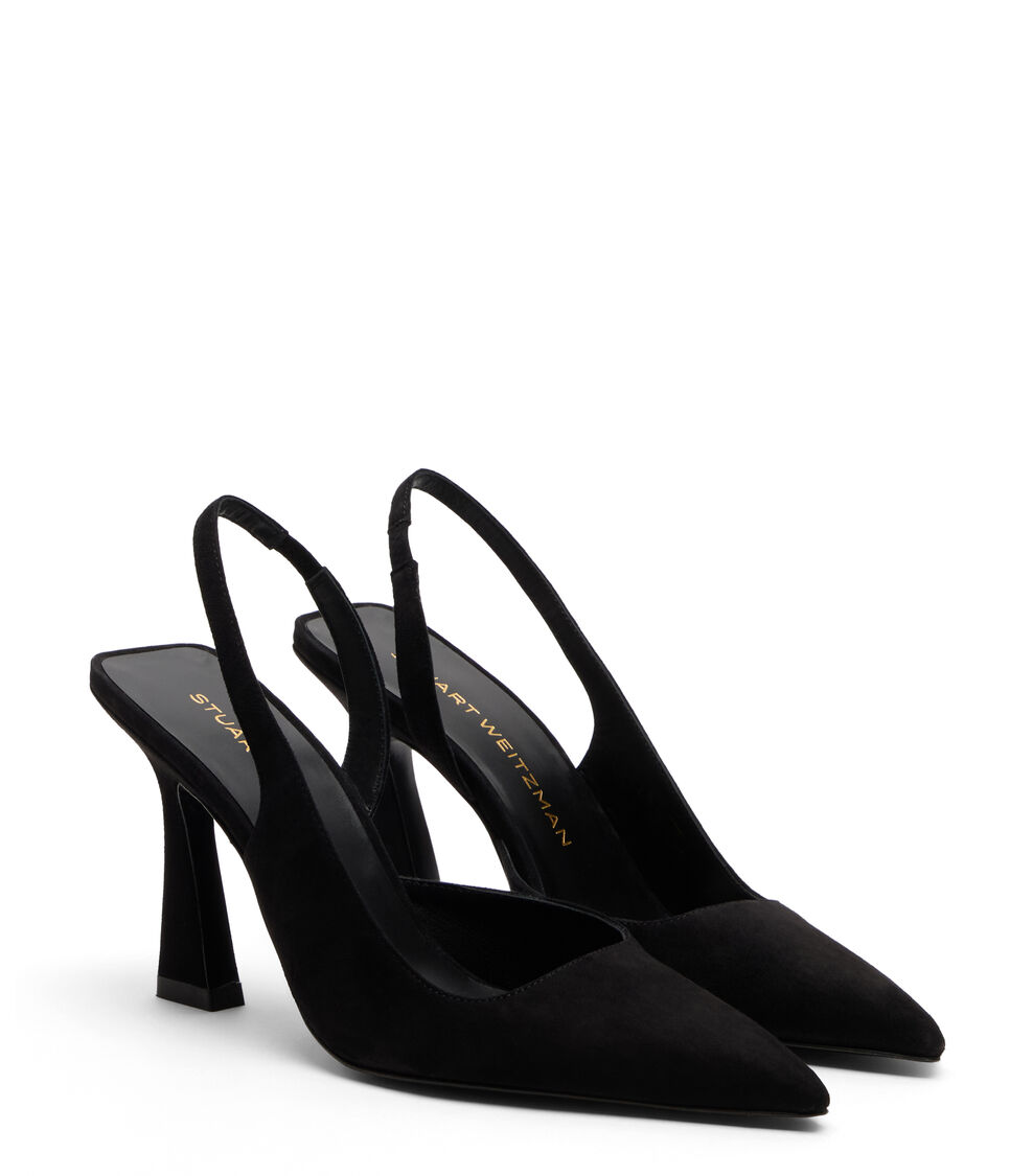 Stuart Weitzman VINNIE 85 DORSAY SLINGBACK BLACK SM363SUEBLK