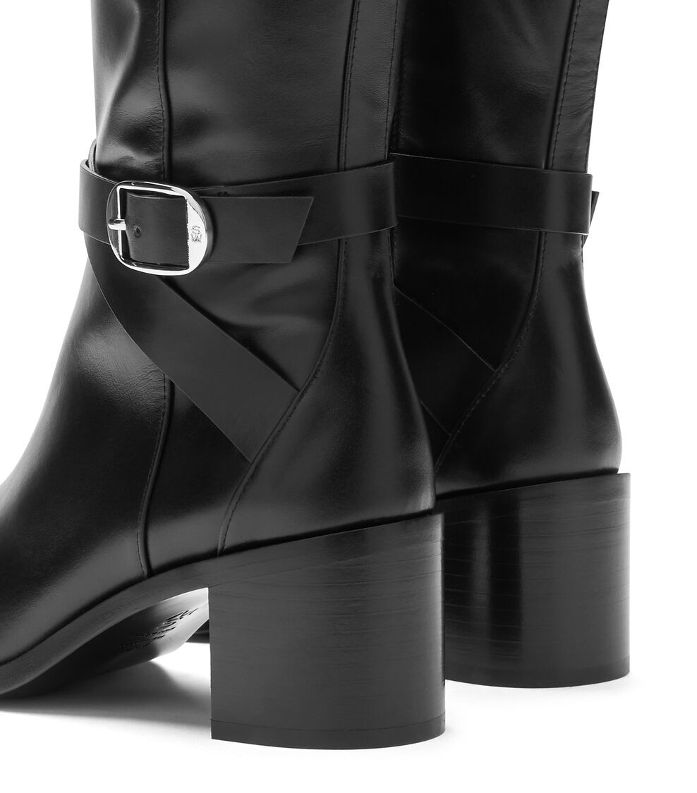 Stuart Weitzman ESME BELTED ZIP BOOT SCHWARZ SJ330HETBLK