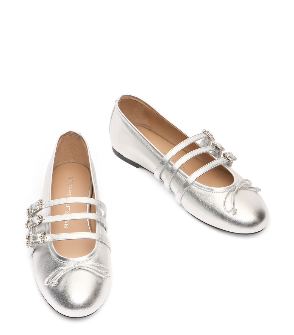 Stuart Weitzman CELESTE MJ BALLET Stuart Weitzman CELESTE MJ BALLET SILVER SL561LIDSLV