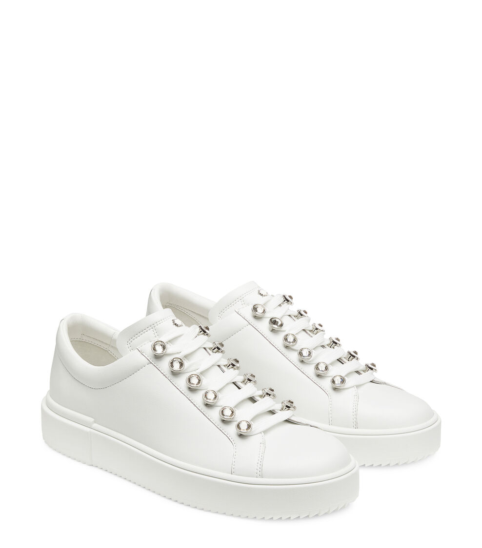 Stuart Weitzman RYAN CRYSTAL SNEAKER BIANCO SD379ACIWHT
