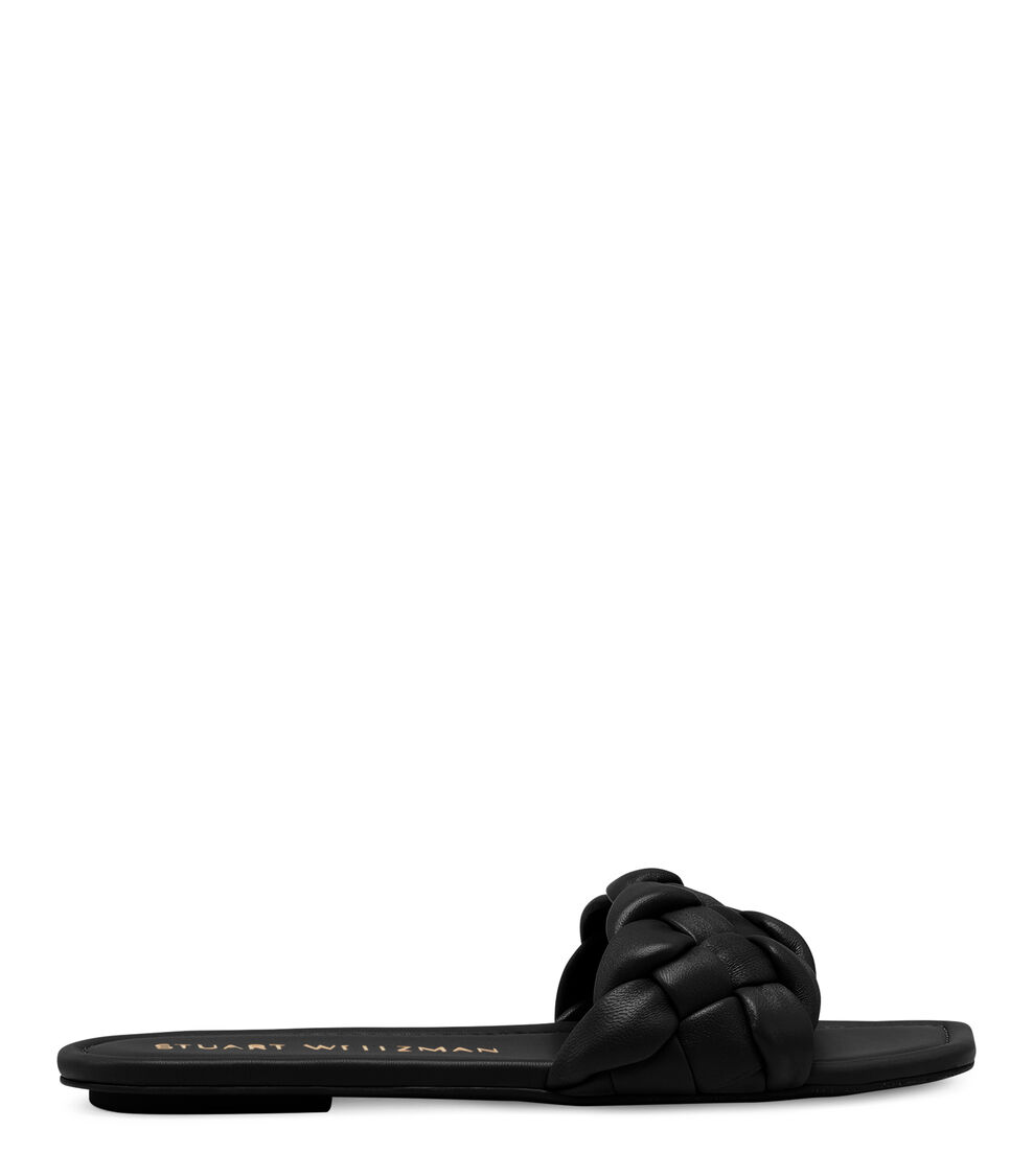 Stuart Weitzman BRAIDA FLAT SLIDE BLACK SE346LARBLK