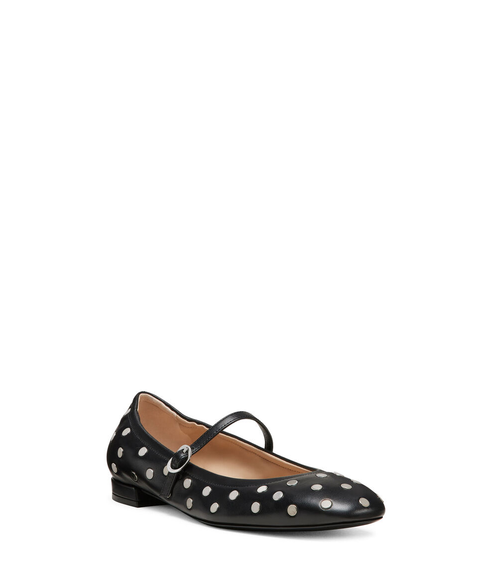 Stuart Weitzman CLARIS STUD BALLET FLAT BLACK SJ407SMOBLK