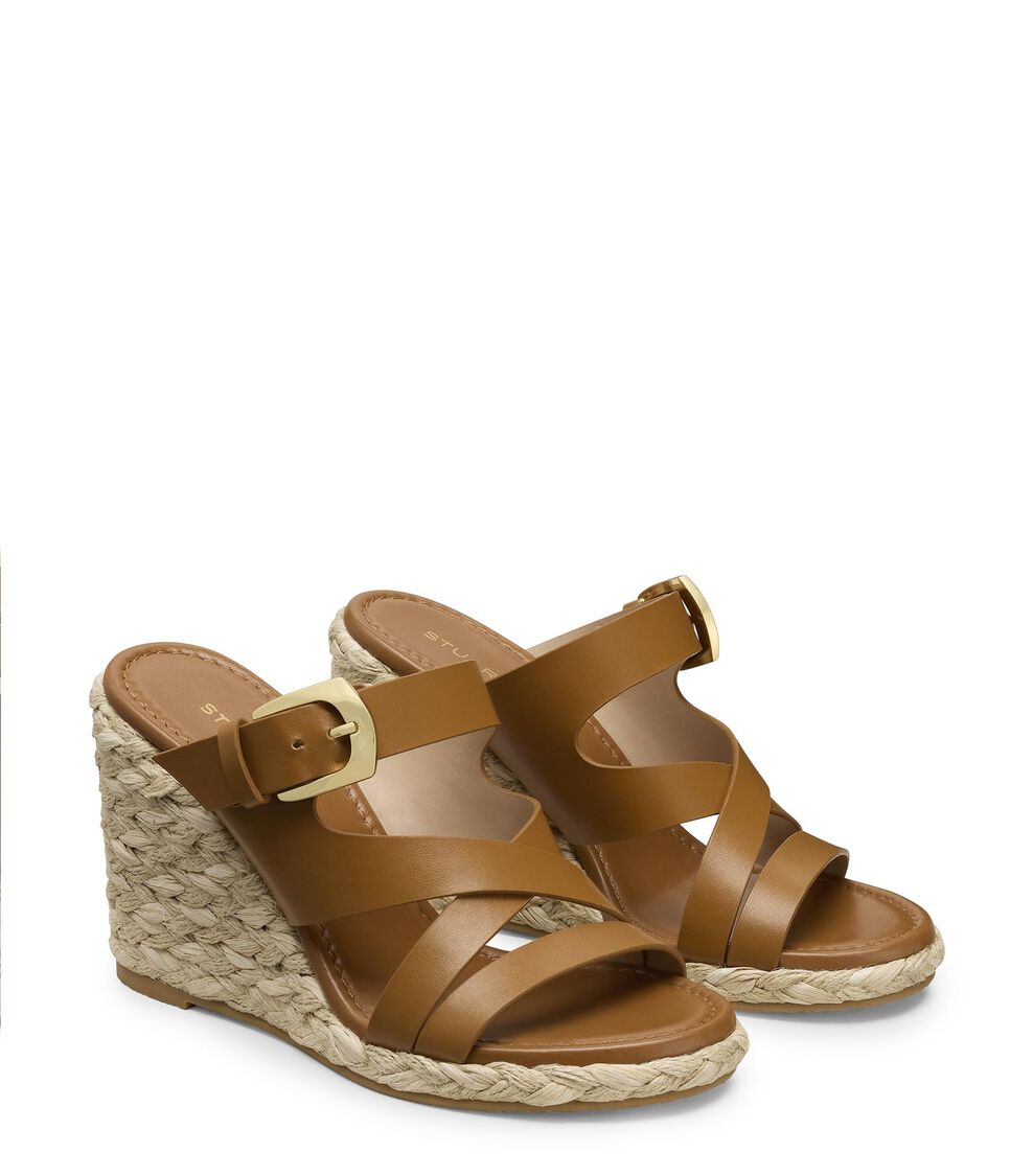 Stuart Weitzman SAI ESPADRILLE WEDGE BOHO TAN SN516SMOYVY