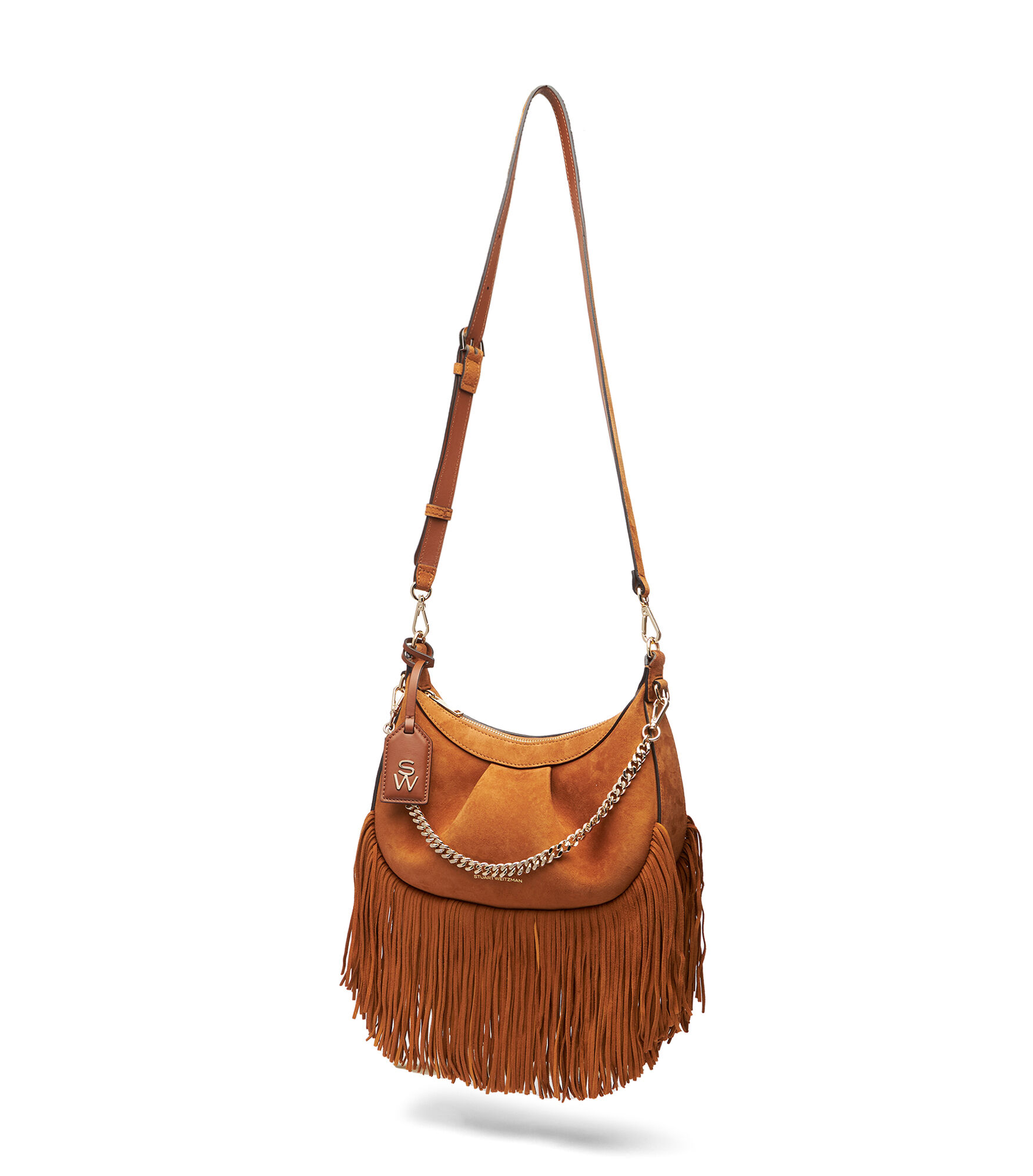 STELLAR CRESCENT FRINGE BAG in CAMEL for Women Stuart Weitzman UK