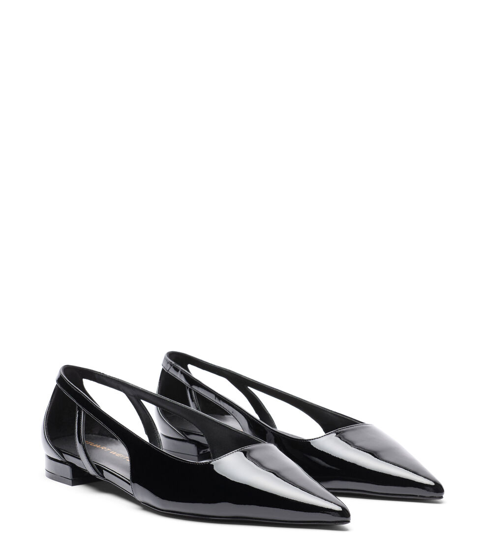 Stuart Weitzman STUART POWER CUTOUT FLAT BLACK SM479PATBLK