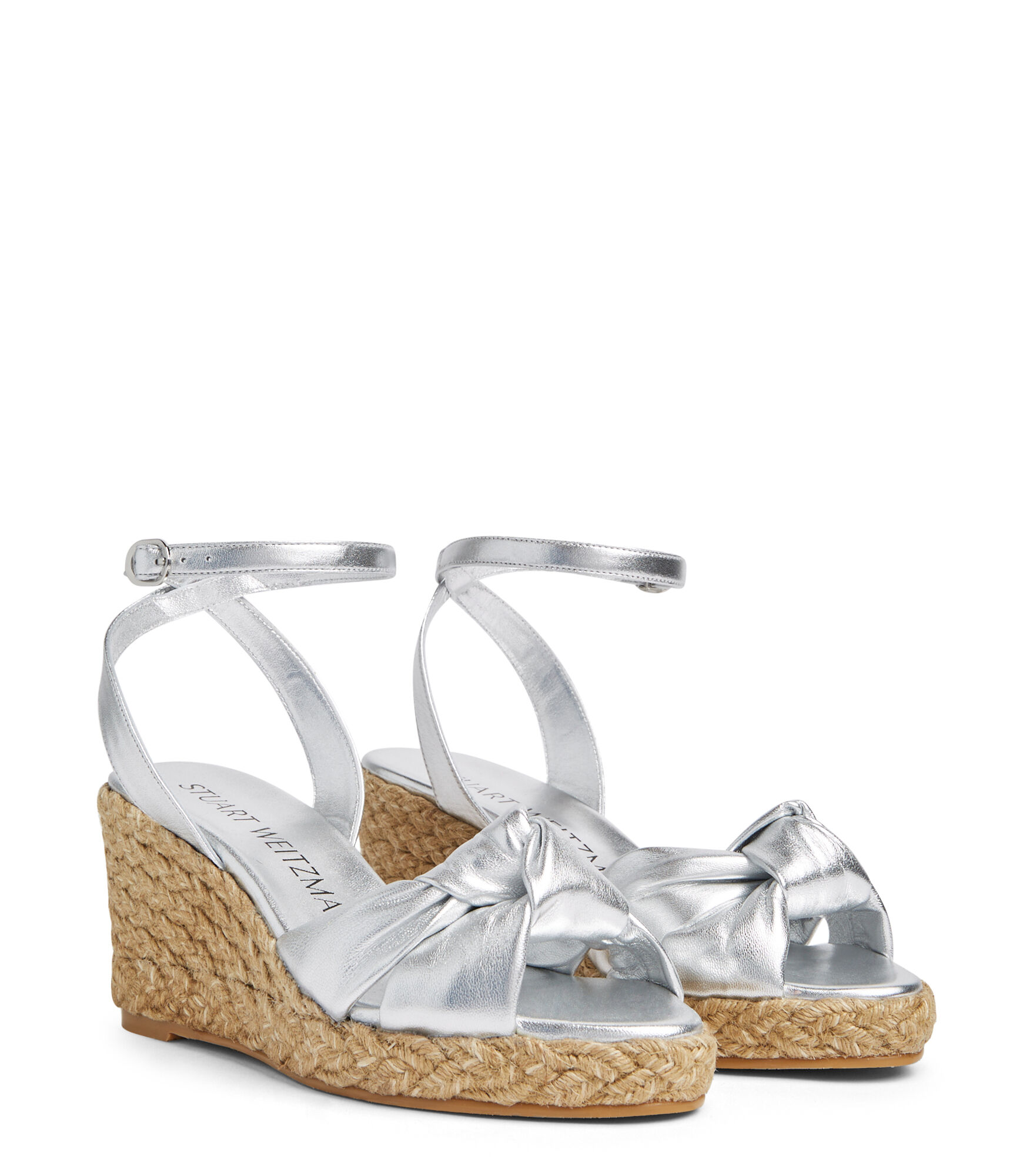 Knot Carf-Hair Wedge Sandal カーフヘア ウェッジサンダル PLAYA ESPADRILLE KNOT WEDGE in SILVER for Women | Stuart