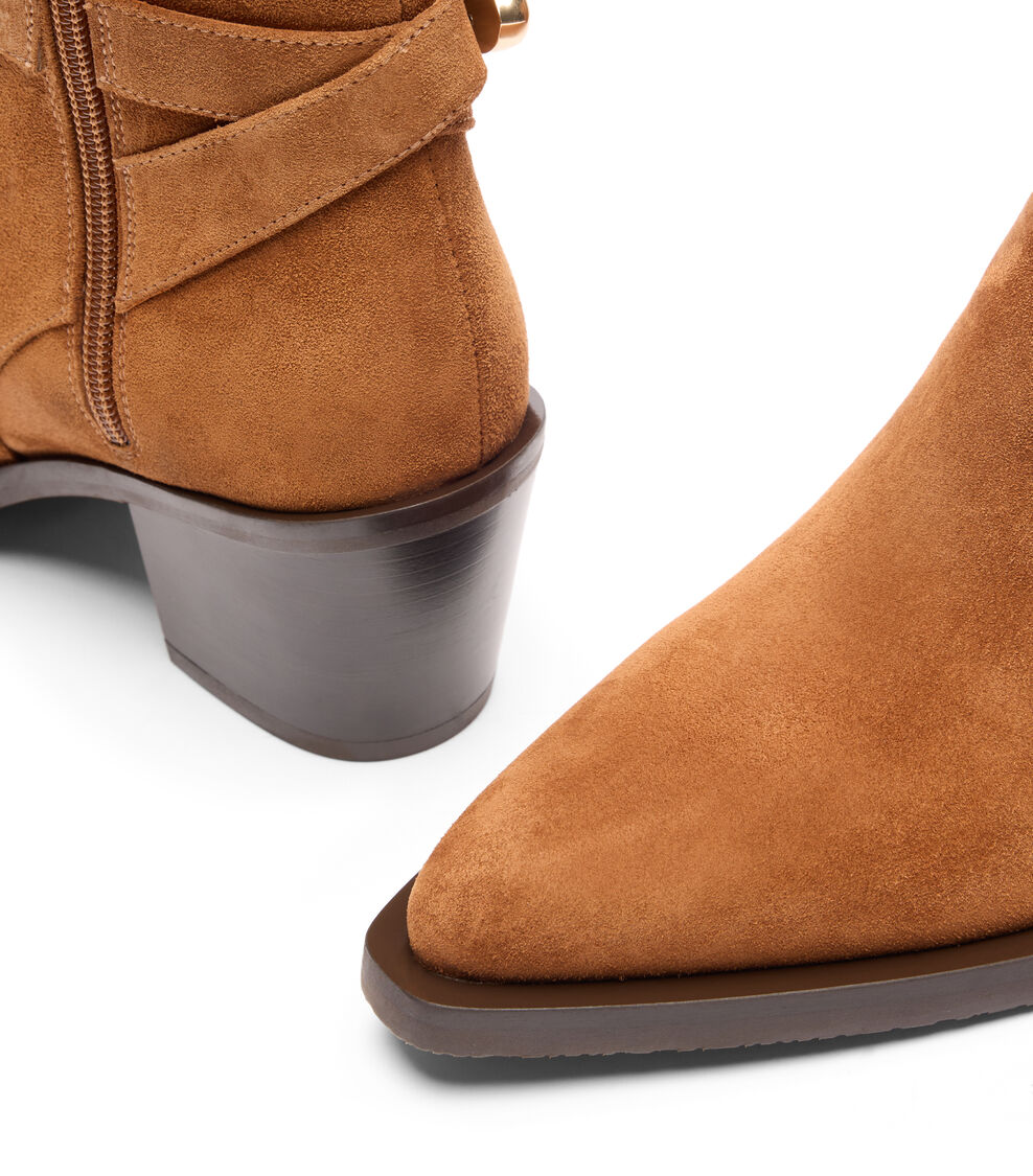 Stuart Weitzman MAVEN WESTERN BOOTIE DOE/DARK BROWN SL348SKDWF3